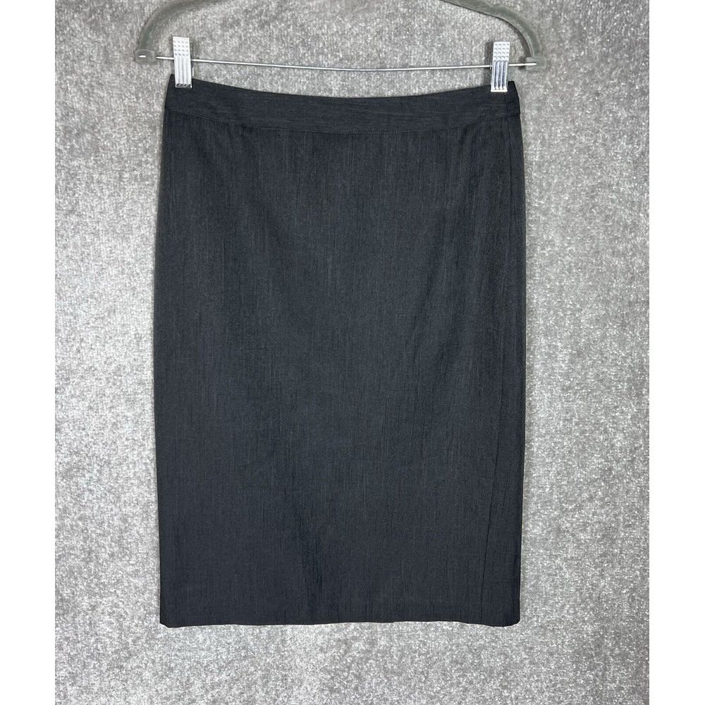 Regeneration by Cintas Midi Skirt‎ Womens Size 2 Gray Polyester Lined Back Vent